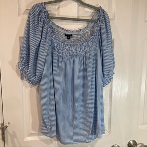 Torrid cottage boho beachy flowy striped half sleeve lightweight blouse size 3X